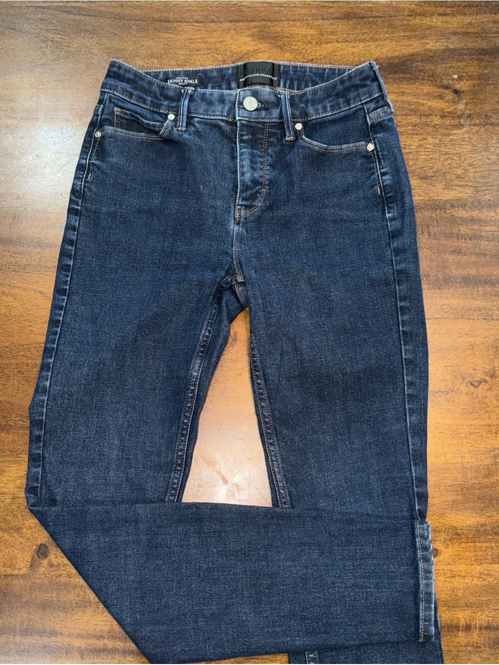 White House Black Market High Rise Skinny Ankle Sculpt Dark Wash Blue Jeans 0